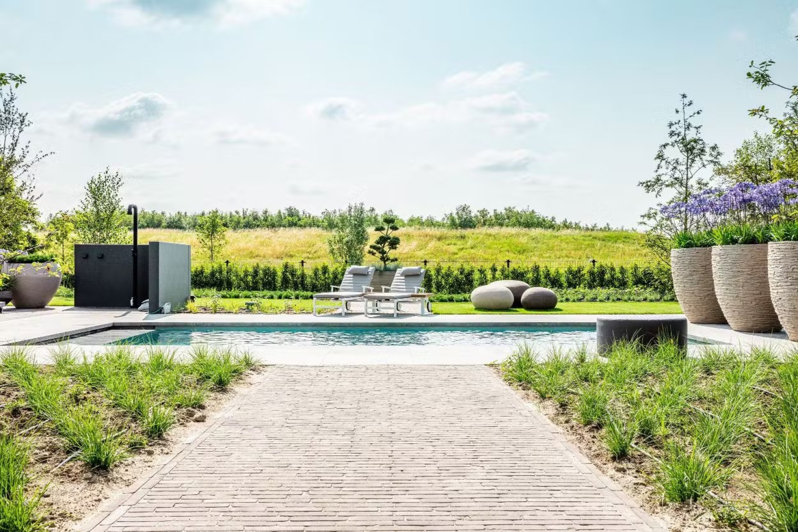 Afbeelding Moderne tuin met zwembad 0