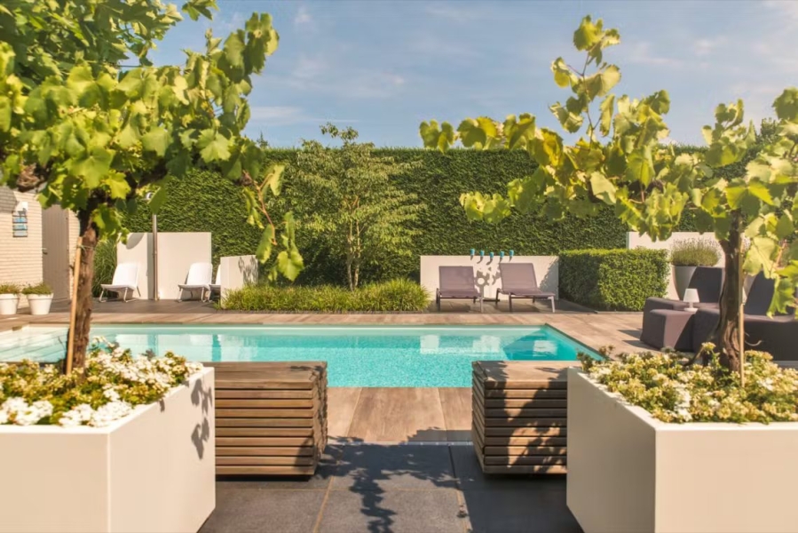 Afbeelding Villatuin met een zwembad